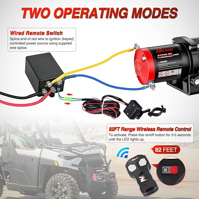 Nilight ATV UTV Electric Winch 12V 4500 lb Winches for Towing Trailer Truck Jeep Off Road Portable Waterproof IP67 Winch with Synthetic Rope Wireless & Wired Remote Control Hawse Fairlead Mount Plate