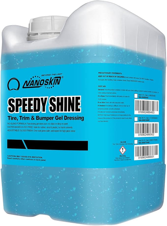 Nanoskin SPEEDY SHINE Exterior Tire & Trim Gel 5 Gallons - Restores and Conditions Faded Tires, Trim, Bumpers and Rubber for Car Detailing | Safe for Cars, Trucks, SUVs, Motorcycles, RVs & More