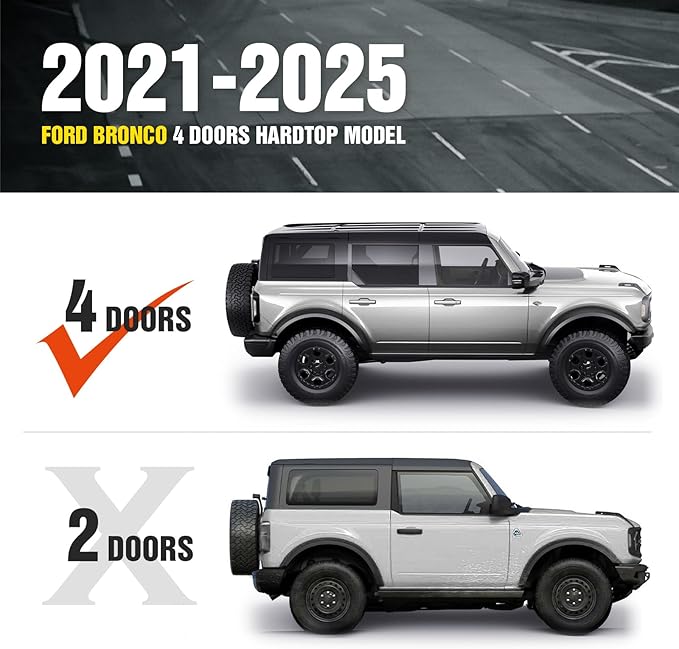 Bronco Half Short Roof Rack Rear Cargo Basket with 2 Led Light Bar Compatible for 2021 2022 2023 2024 2025 Ford Bronco Hardtop 4-Door (Excluding Sport), Rooftop Storage Carrier Luggage Rack