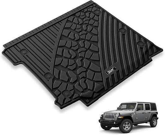 3W Cargo Mat Fit for Jeep Wrangler JL with SUBWOOFER 2018-2024 2025 All Weather Custom Fit Trunk Liner for JL Unlimited 4-Door Sahara Willys Rubicon(Non JK or 4XE) Black