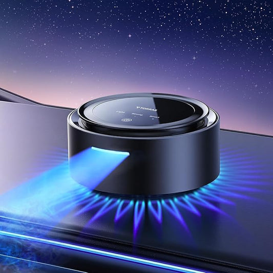 TORRAS Smart Car Air Freshener, Ultra-wide Ultrasonic Atomization Car Freshener, Blue Ambient Light, AUTO On/Off, Adjustable Mode, Natural fragrance, Bamboo Forest Scent