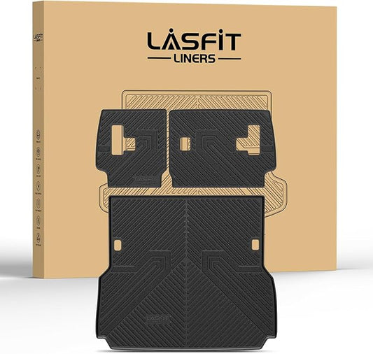 LASFIT Cargo Mat & Seatback Mat for Toyota Land Cruiser/for Lexus GX550 5-Seat 2024-2026, Custom Fit All-Weather TPE Rubber Backrest & Trunk Mats for Land Cruiser Accessories, Easy to Clean, Black