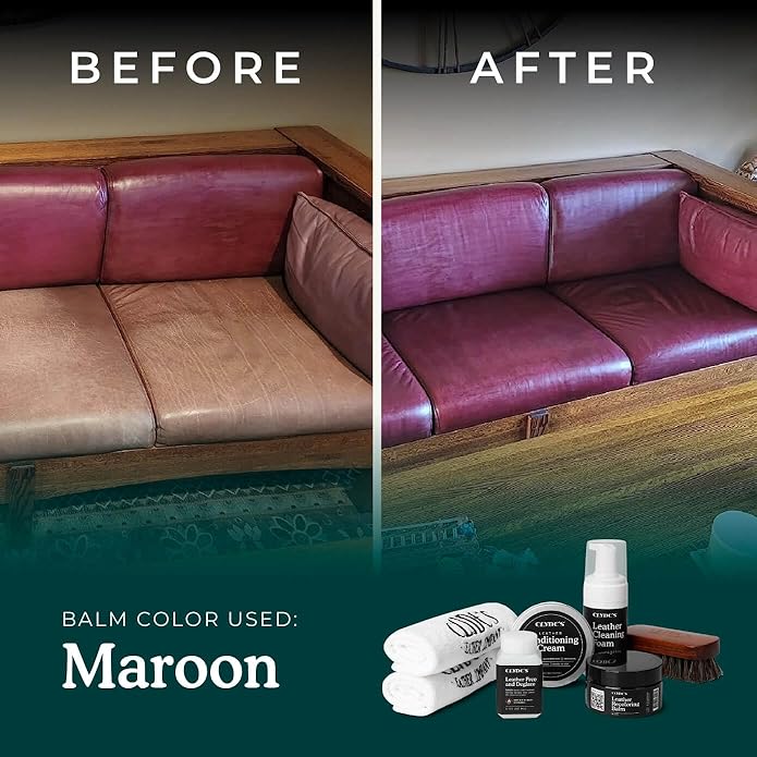 Clyde's™ 4-Step Leather Recoloring Kit | Includes Brush and Lint-Free Towels | Cleans, Restores, and Protects Your Leather