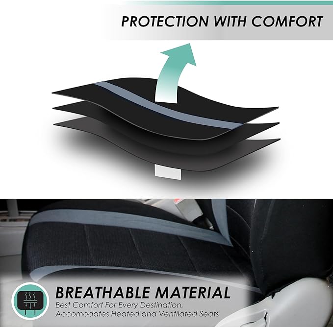 FH Group Car Seat Cover for Back Seat Premium 3D Air Mesh Gray Seat Cover Universal Fit Rear Seat Cover Split Bench Car Seat Protector for Dogs and Kids, Car Interior Accessories for SUV Sedan Van