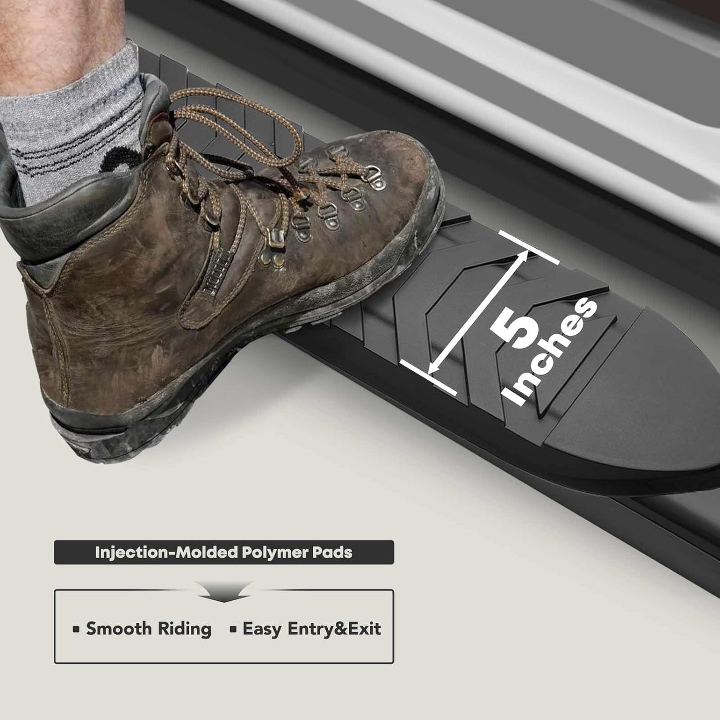 YHTAUTO 5" Running Boards Side Steps Fit Chevy Silverado & GMC Sierra 1500/2500 HD/3500 HD 2019-2024, Crew Cab, 6.5' Standard Bed, Oval Bent Ends Carbon Steel Black Powder, Truck Cab Side Step Rails