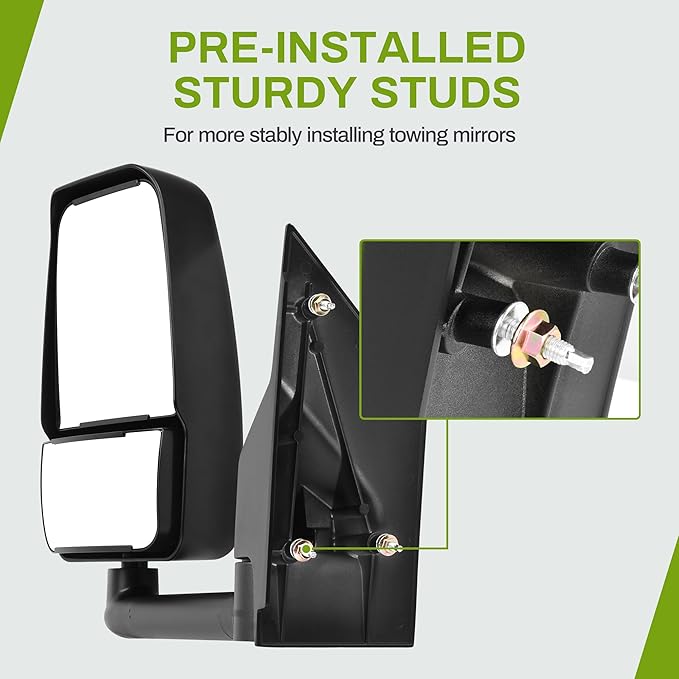 AUTOSAVER88 Left Driver Side Mirror Towing Mirrors Compatible with 2003-2019 Chevy Express GMC Savana 1500 2500 3500, Manual Folding Manual Control Glass Door Mirror Tow Mirror Black Housing