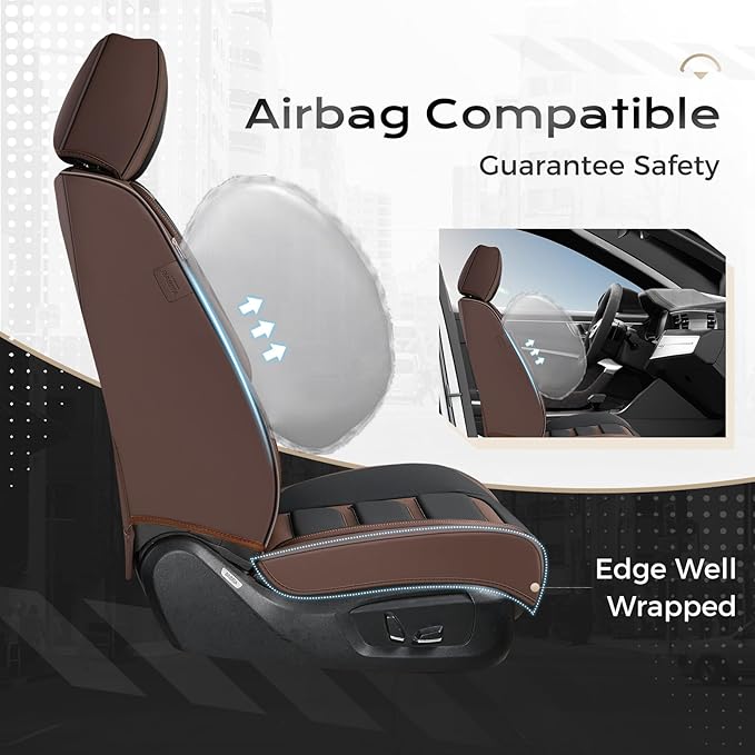 Coverado Car Seat Covers, Front Covers for Cars, Car Seat Cover Front Seats, Automotive Seat Cover, Waterproof, Leather Car Seat Cushion, Universal Interior Covers Seat Protectors for Most Cars