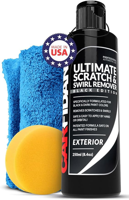 Carfidant Black Scratch and Swirl Remover - Car Scratch Remover for Vehicles Paint - Polishing Compound for Cars with Pad - Cutting Compound Paint Restorer