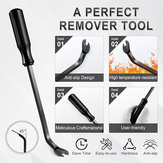 LivTee 5 pcs Auto Trim Removal Tool Kit, No Scratch Plastic Pry Tool Kit - Interior Door Panel Clip Fastener Removal Set for Vehicle Dash Radio Audio Installer (Black)