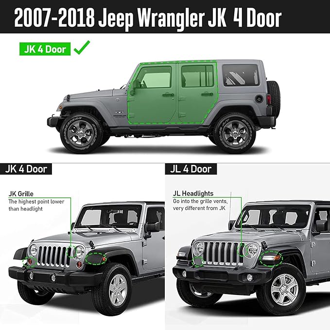 Running Boards Compatible with Vehicle 2007-2018 Jeep Wrangler JK 4 Door. Wrangler Side Steps and Wrangler Step Bars, 3-Steps Made with Carbon Steel.