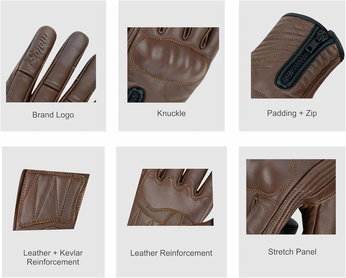 Full Finger Leather Motorcycle Gloves for Men & Women Touch Screen Gloves Premium Street Motorcycle Durable Protective Cruiser Biker Gel Leather Motorbike Gloves