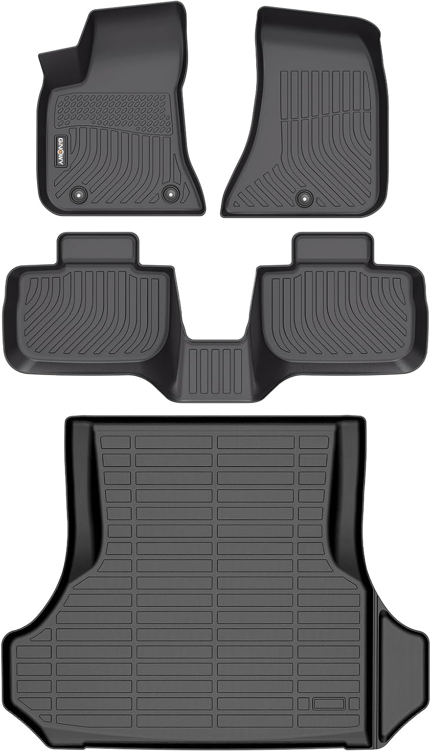 GINOWY- Floor Mats & Cargo Liner for Dodge Charger RWD 2023-2011 &Chrysler 300 RWD, TPE All Weather Protection Charger Car Mats, Non-Slip Trunk Mat, Floor Liners Waterproof Accessories-Black