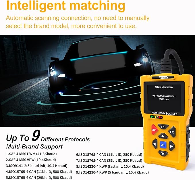OBD2 Scanner Diagnostic Tool, 2024 Enhanced Detection Accuracy, Code Reader for Cars and Trucks 1996+, Check Engine Code Reader with Reset, Live Data, Printer, T600 OBDII Vehicle Maintenance