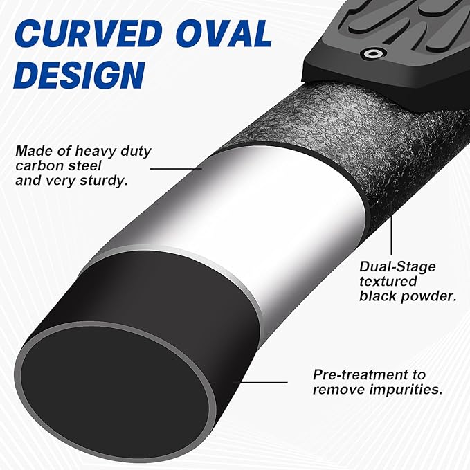 Oval Tube Step Bar Running Boards Compatible with 2024-2026 Tacoma Double Cab with 4 Full-Size Doors. 3.5 Inches Tacoma Step Bars and Carbon Steel Side Steps Step Rails.
