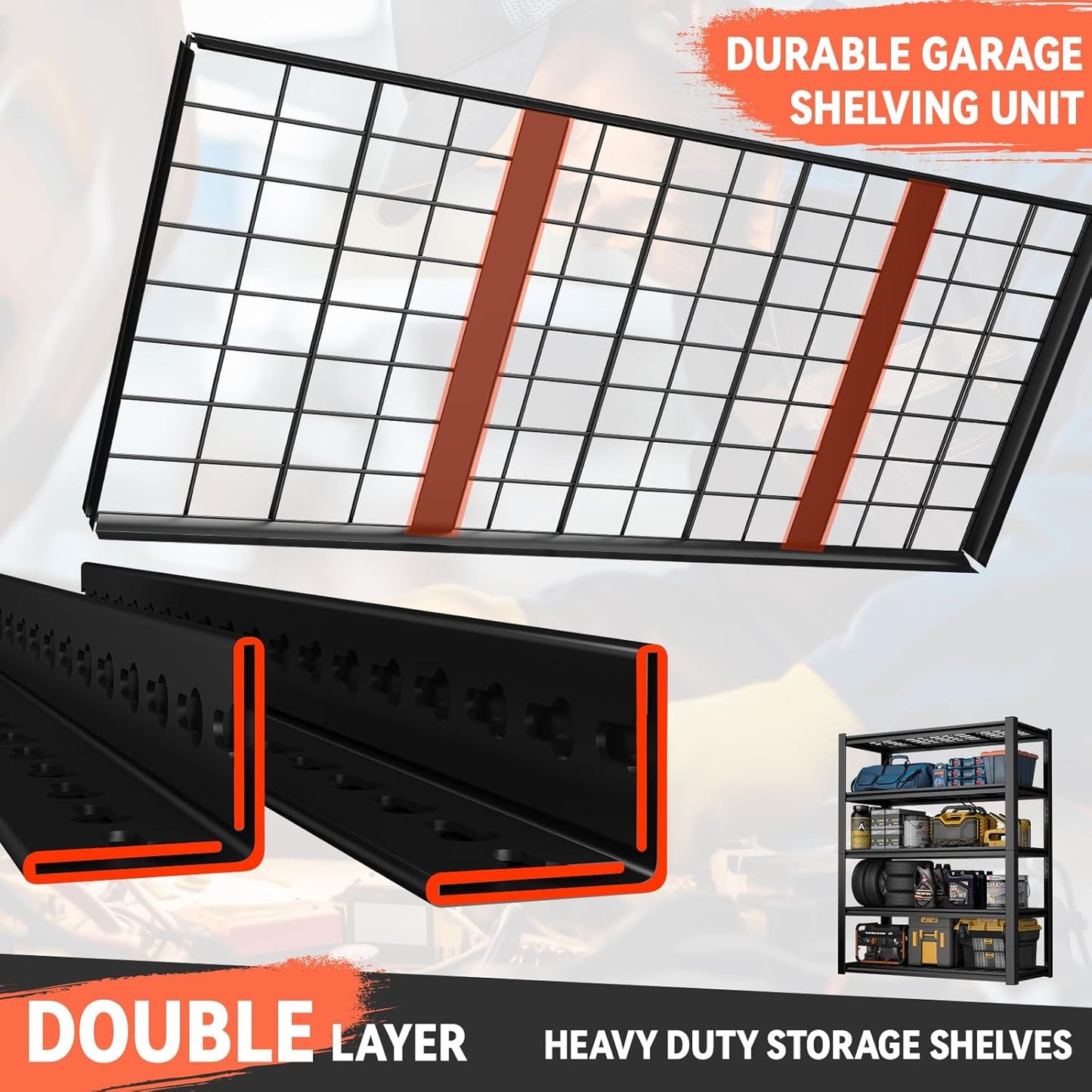 Garage Shelving,5-Tier Metal Storage Shelves,Metal Shelves for Garage Storage,Steel Shelving 24" D x 47" W x 72" H