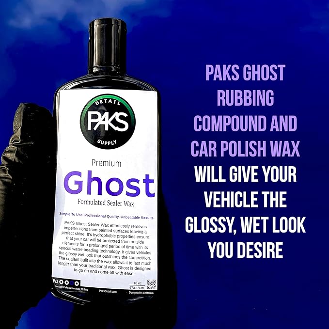 Paks Professional Grade Ghost Synthetic Sealant Auto Wax, Professional Grade Wax for Car, Long Lasting UV Protection Car Sealant Wax, 16-oz Car Paint Sealant, Finnish Enhancer Car Wax Sealant