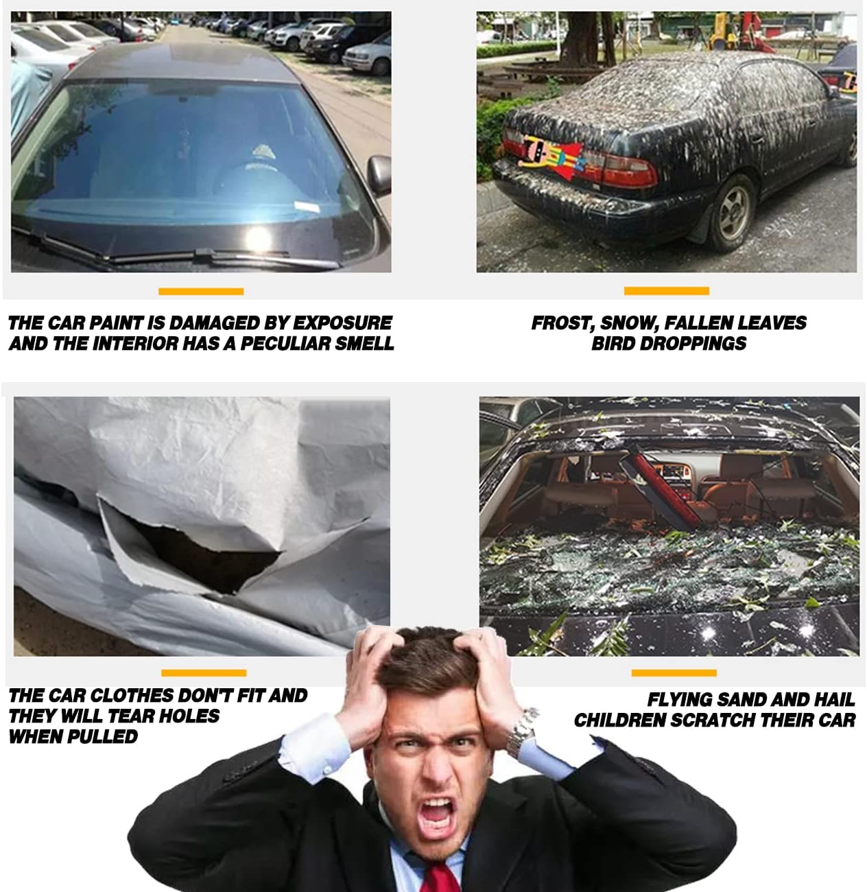 TUCAREST 6-Layers PEVA Premium Full Car Cover Fit for SUVs MPV Pickup Sedan hatchback Rain and snow protection, sun protection, UV protection, and protection of car paint surfaces-Silver Grey -Up 208"