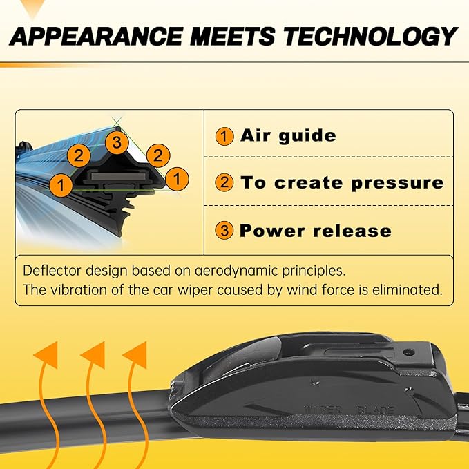 AUTOBOO 19" and 19" Windshield Wipers Blades (Pack Of 2),OEM Quality Premium All-Seasons Wiper blades,Stable and Quiet Armor wiper blades