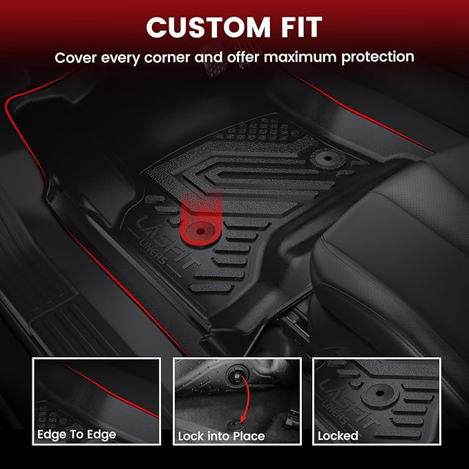 LASFIT Floor Mats & Cargo Liner 2015-2020 & Only 7/8 Seats (Not for 9 Seats) for Chevrolet Chevy Tahoe/GMC Yukon(Only Yukon, Not Fit Yukon XL), All Weather TPE Custom Fit Car Floor Liners