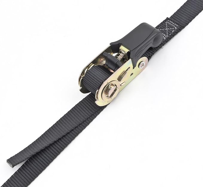 PowerTye - Endless Ratchet Strap - 1in x 10ft Easy Grip (Hookless), Tie Down Strap w/ 400 lb. Working Load Limit / 1,200 lb. Break Strength, Ideal for Motorcycle, Truck Beds, & Cargos, Black 2-Pack