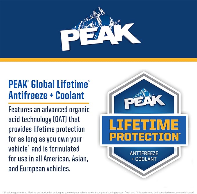 PEAK Global Lifetime 50/50 Prediluted Antifreeze and Coolant for All Vehicles, 1 Gal.