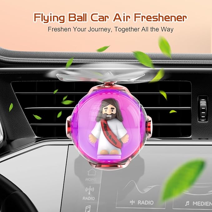 Jesus Loves You Car Air Freshener with 6 Colors LED Lights & 4 Scented Pads – Subtle Fragrance, Decorative Auto Accessories