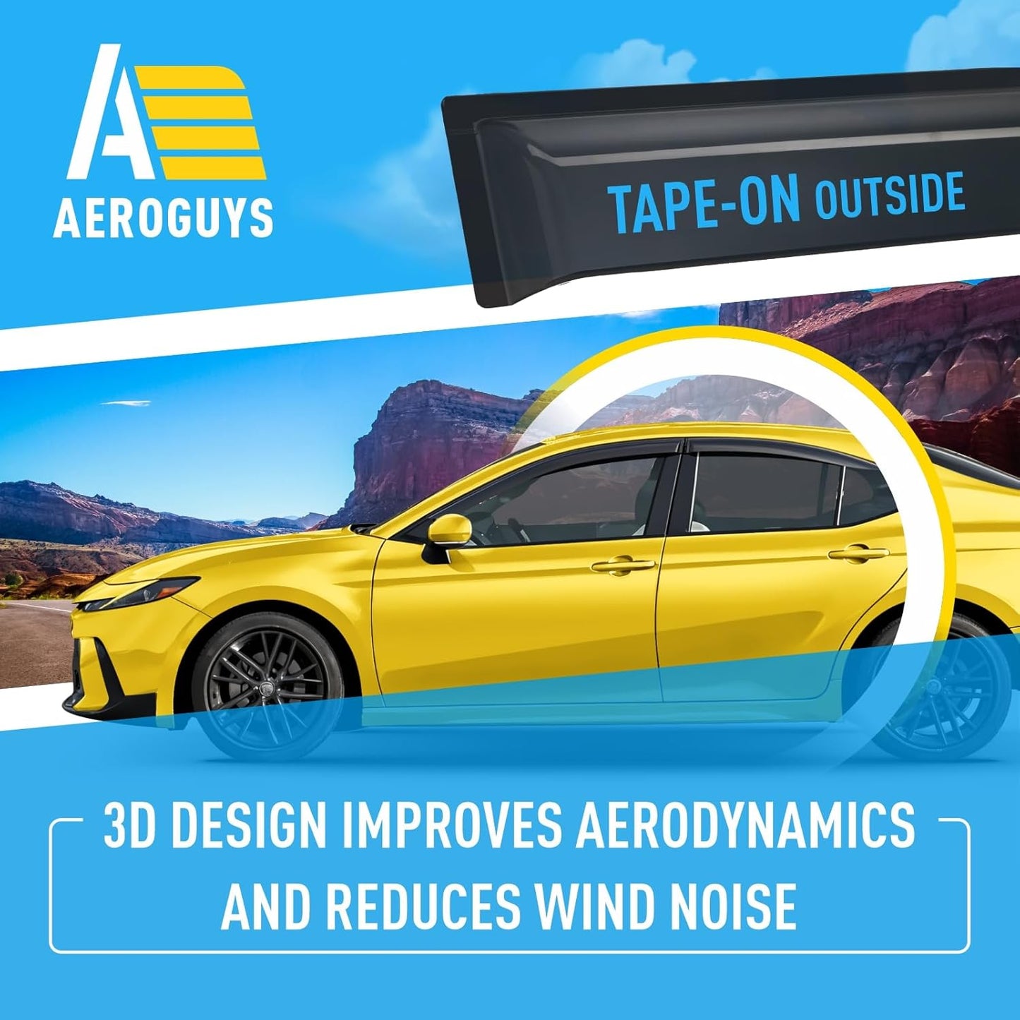 Extra Durable Window Deflectors Tape-On Window Visors Rain Guards Fit for Toyota Camry 2025 Sedan, Sun Visors, Wind Vent for Shades, Exterior Car Accessories - 4 pcs. AG0852