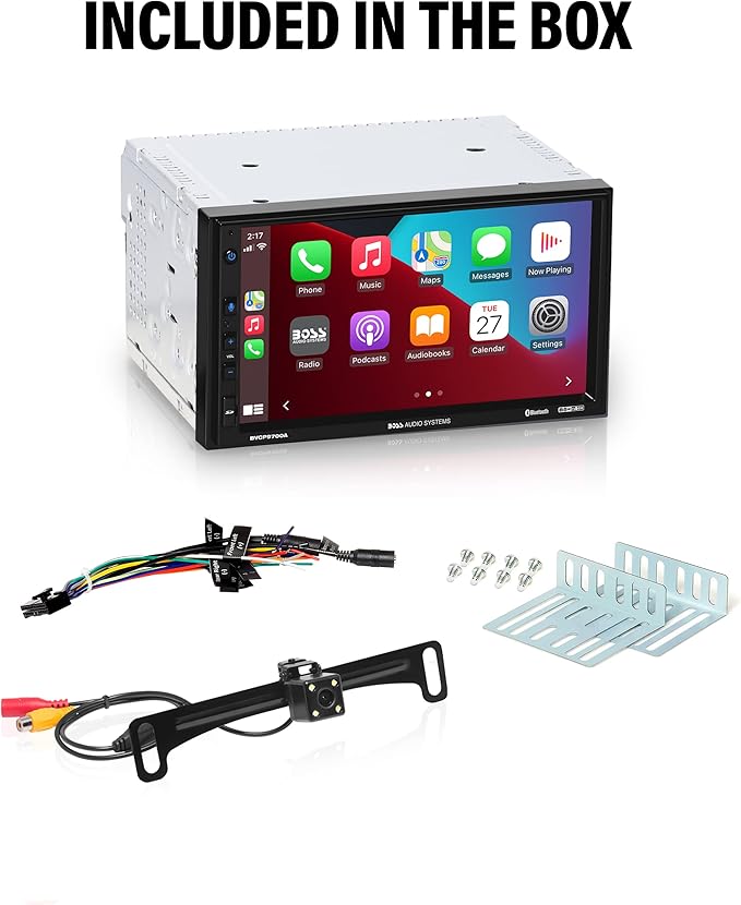 BOSS Audio Systems BVCP9700A-C Car Stereo System - Apple CarPlay, Android Auto, 7 Inch Double Din, Touchscreen, Bluetooth Audio and Calling Head Unit, Radio Receiver, No CD Player, Backup Camera