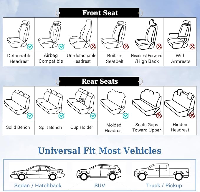 Coverado Seat Covers, Car Seat Covers Front Seats, Beige Nappa Leather Car Seat Covers, 2 Pack Waterproof Front Seat Covers, Breathable Leather Seat Cushion Universal Fit Most Cars Trucks