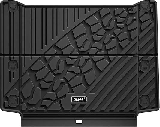 3W Cargo Liner Custom Fit for Jeep Wrangler 4XE 2021 2022 2023 2024 2025 Hybrid 4 Door (Non JL or JK), All Weather Waterproof TPE Rubber Heavy Duty Trunk Mat, Black