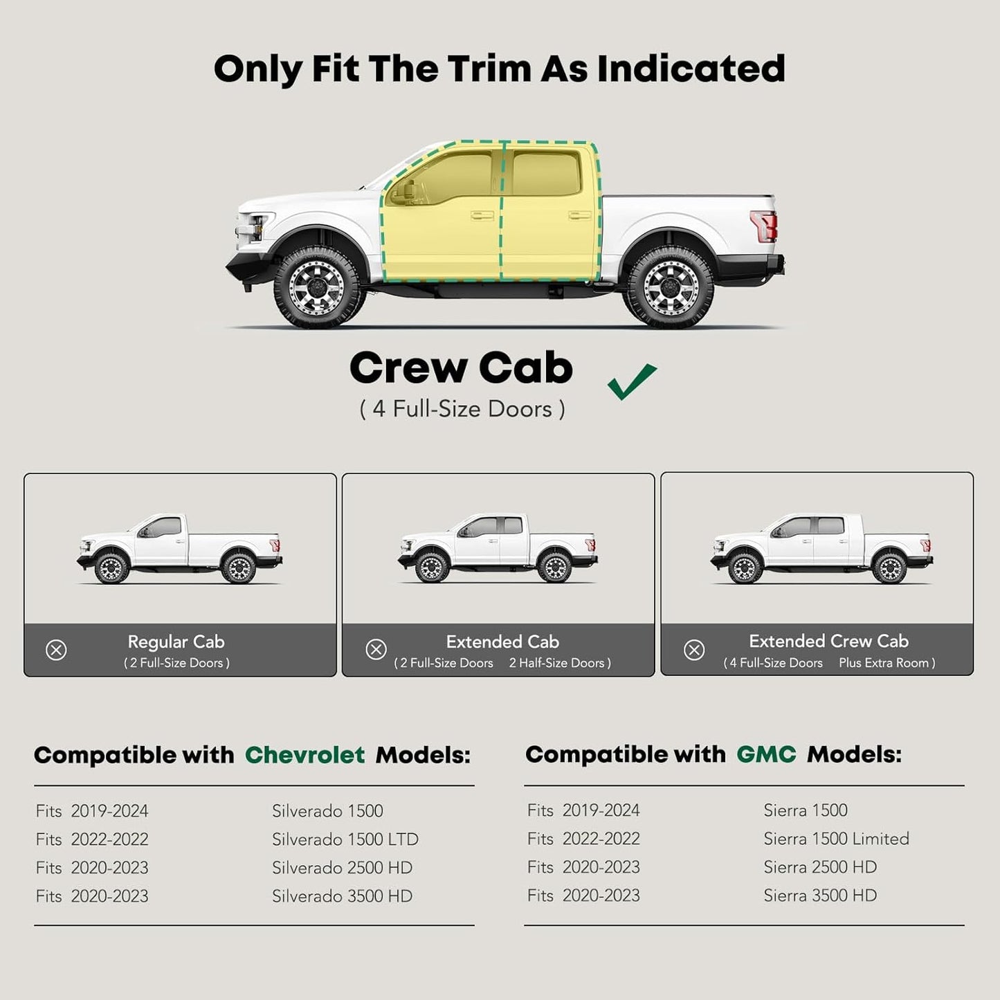 YHTAUTO 4" Running Boards Side Steps Fits Chevy & GMC Silverado/Sierra 1500 19-24, Silverado 1500 LTD/Sierra 1500 Limited 22, Silverado/Sierra 2500 HD & 3500 HD 20-24 - Crew Cab, Oval Straight Truck