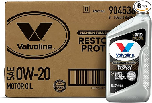 Valvoline Restore & Protect Full Synthetic 0W-20 Motor Oil 1 QT, Case of 6