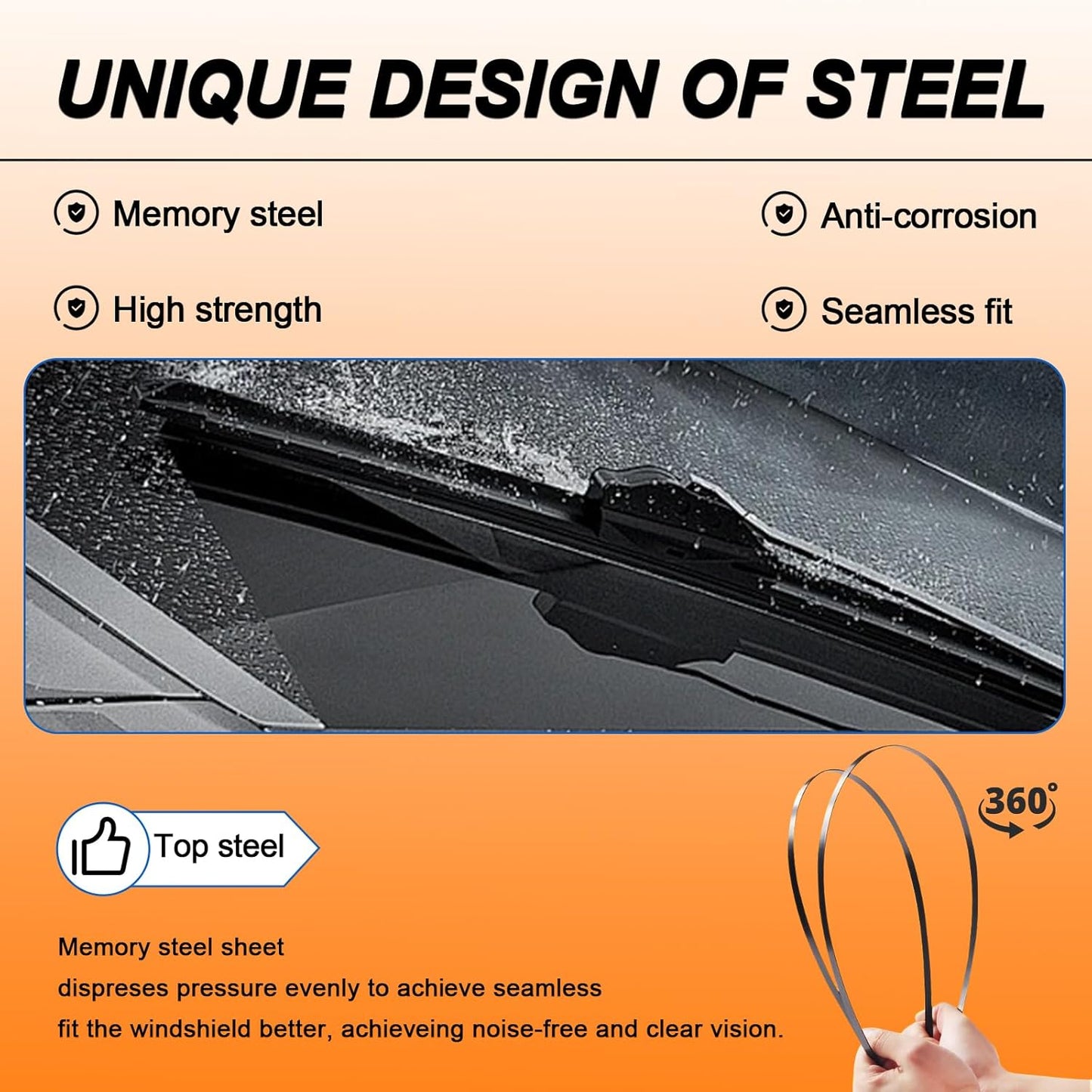 HULADAED® 26''+16''+11'' Windshield Wipers Replacement for Hyundai Kona 2023-2018 Hyundai Accent Kia Rio 2019-2012 Silicone Front Rear Wiper blades for MY Car-All Weather & Quiet(3 PACK)