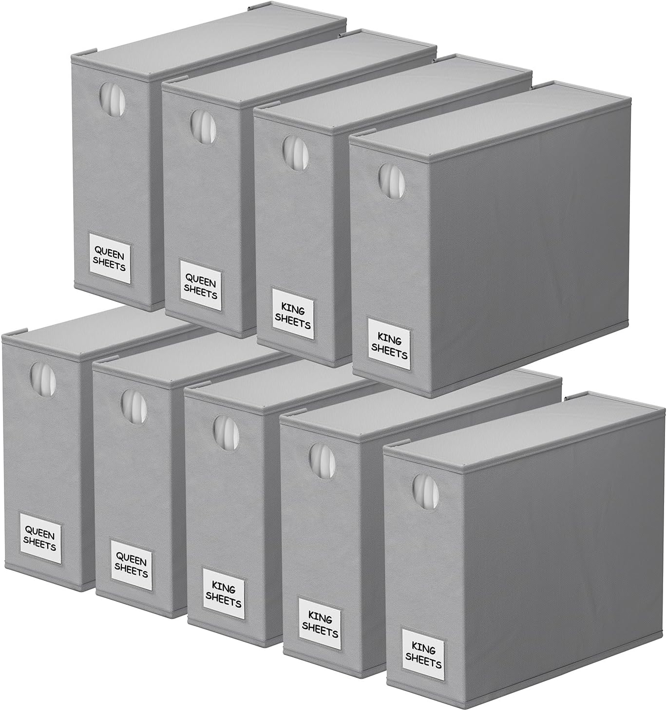 SpaceAid 9 Pack Bed Sheet Organizers and Storage, Foldable Sheet Organizer with Window for Linen Closet, Set Folder Keeper for Queen & King Size Bedding Storage (Gray)