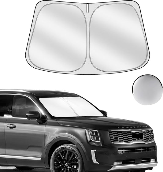 Windshield Sun Shade for Kia Telluride 2020-2025 Foldable Sunshade Custom Fit Front Window Car Interior Accessories Protector Blocks UV Rays