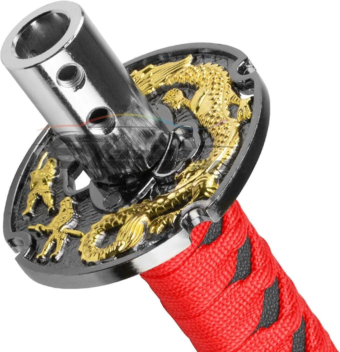 EZAUTO WRAP 20cm Red Black Shift Knob Samurai Sword Alloy Katana with Adapter Universal