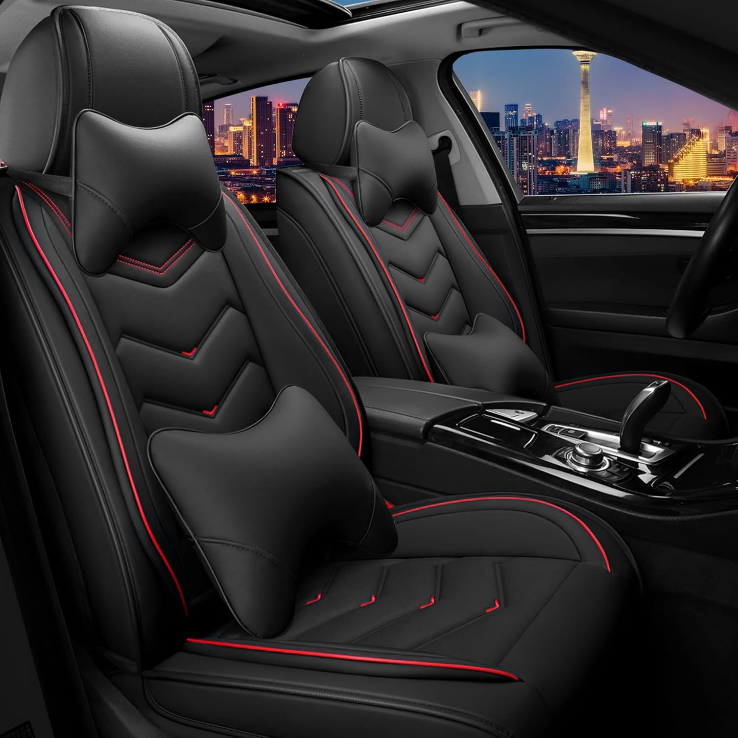 Car Seat Covers for Chrysler Pacifica 2004-2025, Stylish Sport Seat Cover, Premium Nappa Leather Car Seat Cover. Automobile Seat Covers Sets.(Luxury 2 Seats/Black)