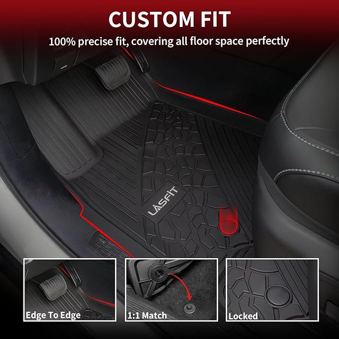 LASFIT Floor Mats for Jeep Grand Cherokee WL 2022-2025 5-Seat (Include 4xe, NOT for L) All Weather TPE Custom Fit Car Mats Floor Liners 1st & 2nd Row, Black