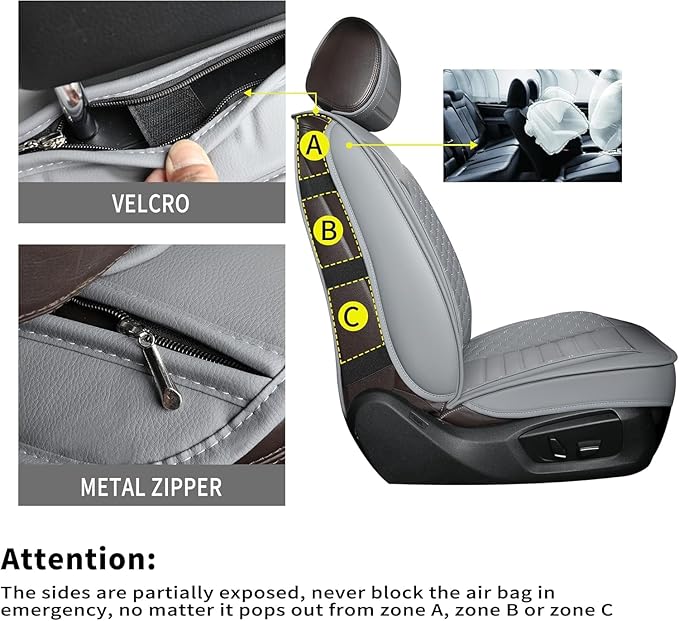Car Seat Covers 5 Seats Full Set, Waterproof Napa Leather Automotive Seat Protector for Cars SUV Truck Sedan, Universal Anti-Slip Car Seat Cushion Interior Accessories, Gray