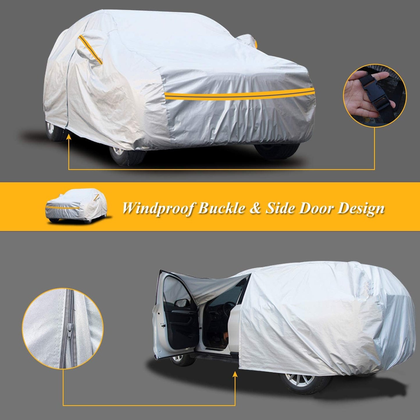Autsop SUV Car Cover Waterproof All Weather,12-Layer Car Covers for Automobiles Outdoor Heavy Duty Full Exterior Covers for SUV(176-187 Inch)