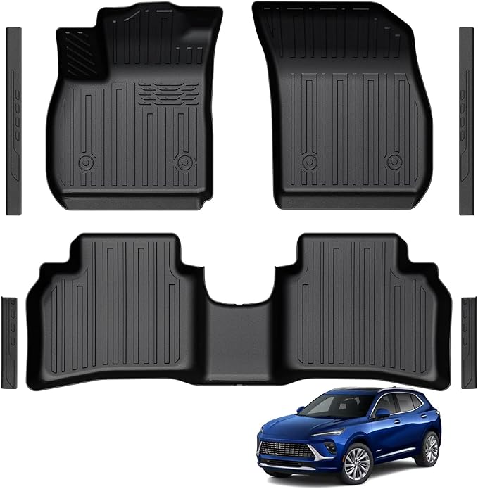 Floor Mats Fit for 2021-2025 2026 Buick Envision, TPE All Weather Protection Front & 2nd Row Black Car Liners & Door Sill Guards SUV Accessories