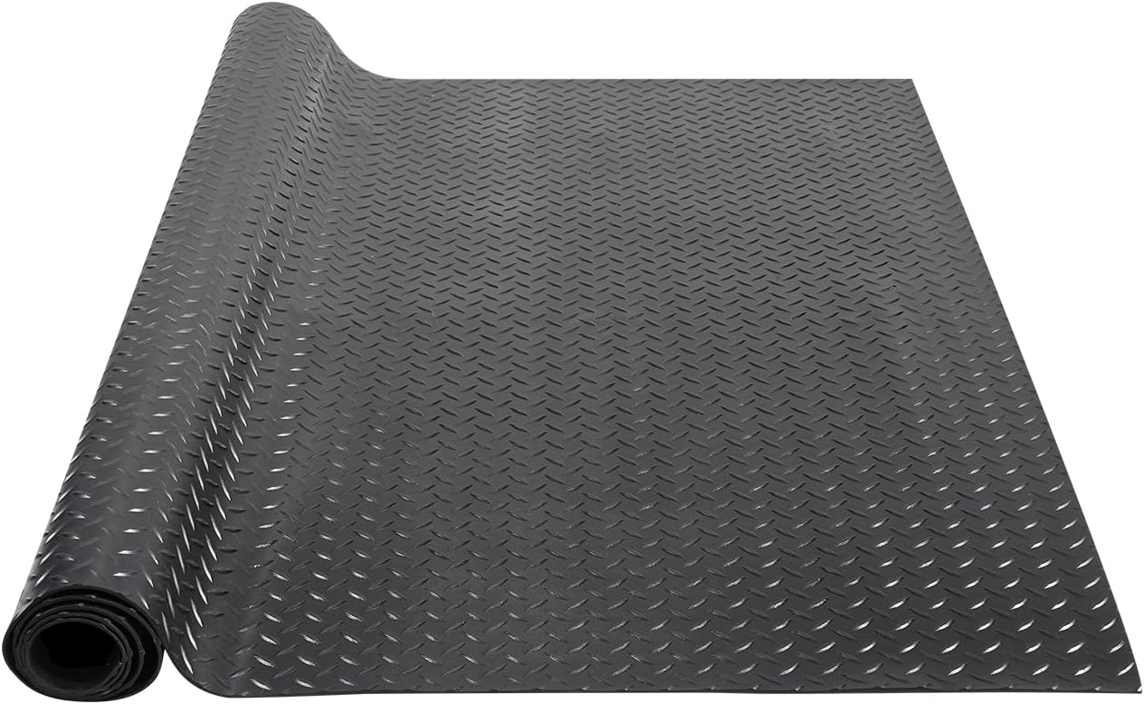 VEVOR Diamond-Plate Flooring Roll, SBR Rubber Mat, Easy to Clean, Gym & Garage Industry, Black