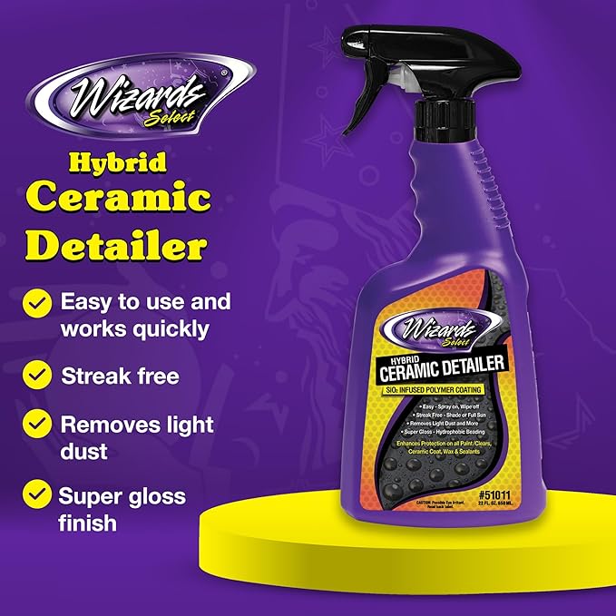 Wizards Select Hybrid Quick Ceramic Detailer Spray - 22 fl oz - SiO2 Infused Polymer Coating & Ceramic Spray Wax to Protect Paint, Ceramic Coat, Wax & Sealants