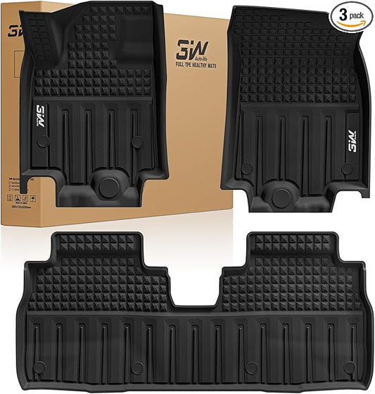 3W Floor Mats Fit for 2024 2025 Chevrolet Chevy Equinox EV (Non Fuel), TPE All Weather Custom Fit for Chevrolet Equinox EV (Non Fuel) Accessories 1st and 2nd Row Full Set Car mats