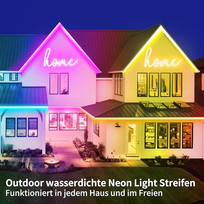 132FT Led Neon Rope Lights Control with App/Remote,Flexible Led Rope Lights,Multiple Modes,IP65 Outdoor RGB Neon Lights Waterproof,Music Sync Gaming Led Neon Strip Lights for Bedroom Décor