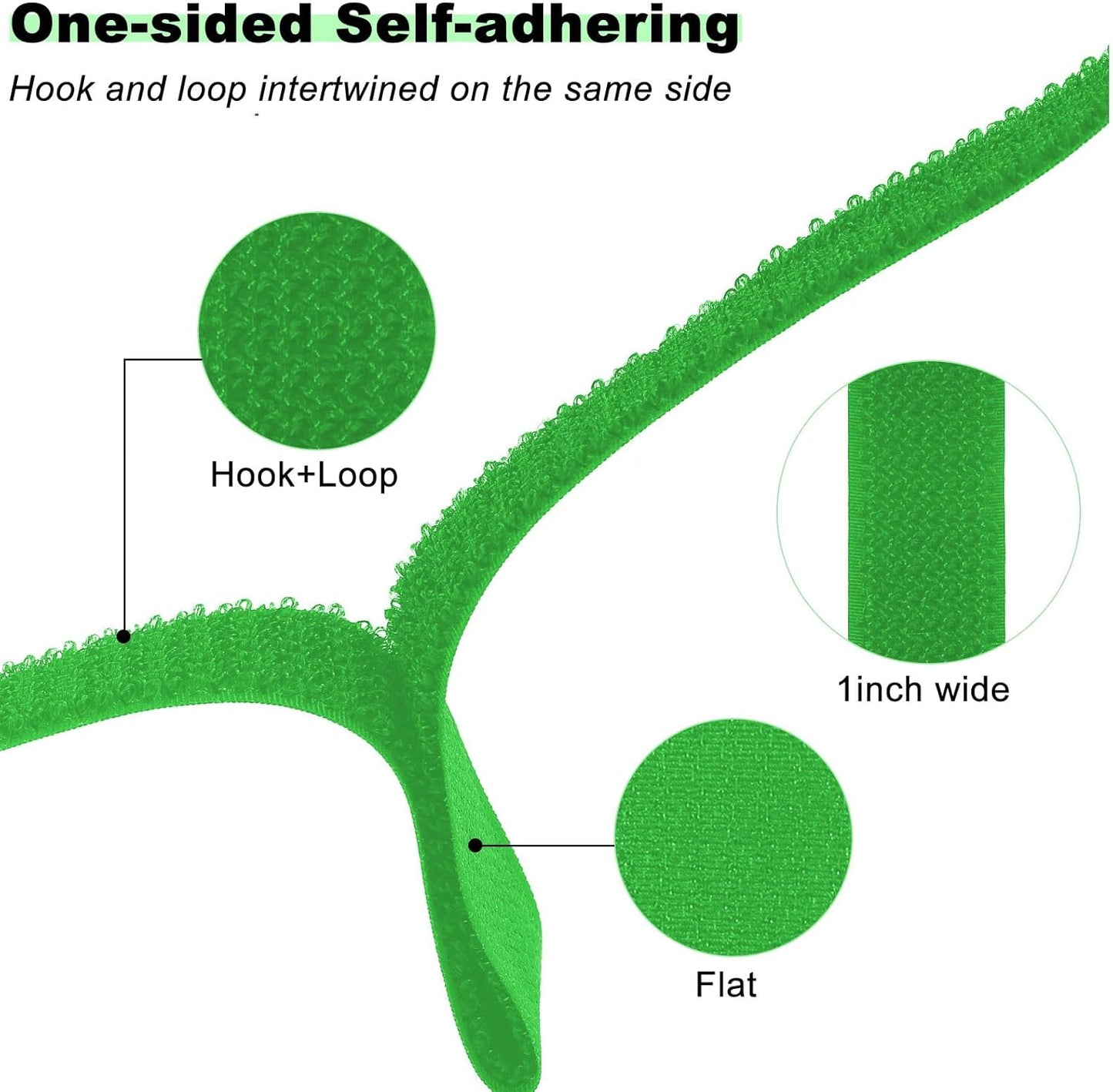 1"x16ft Hook and Loop Straps with 25 Metal Buckles, Adjustable Fastening Cable Straps, Cut-to-Length Cinch Strap, Reusable Nylon Securing Cord Ties for Organizer or Storage, 1 inch Wide,Green