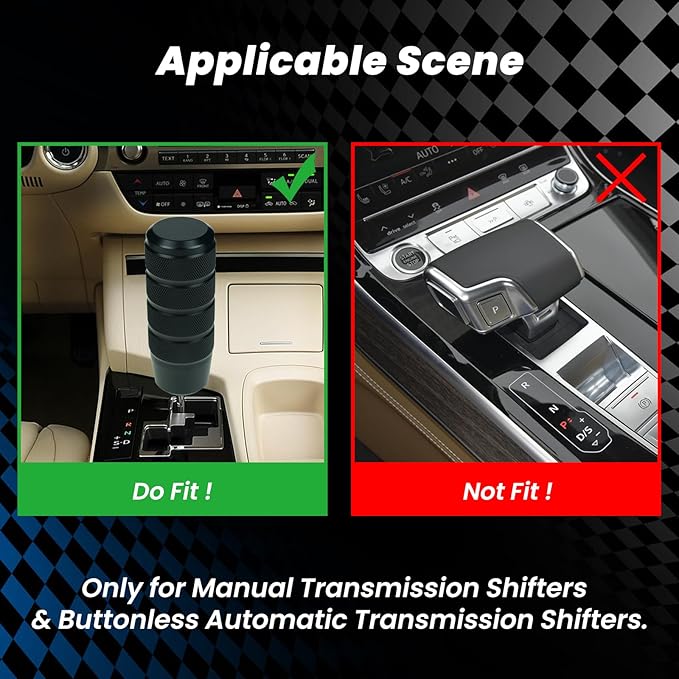 3.78" Weighted Shift Knob with 4 Alloy Adapters, Aluminum Alloy Gear Shifter Knobs Perfect for 4, 5, 6-Speed Manual and Automatic Cars, Universal Fit Most Vehicle (Black)