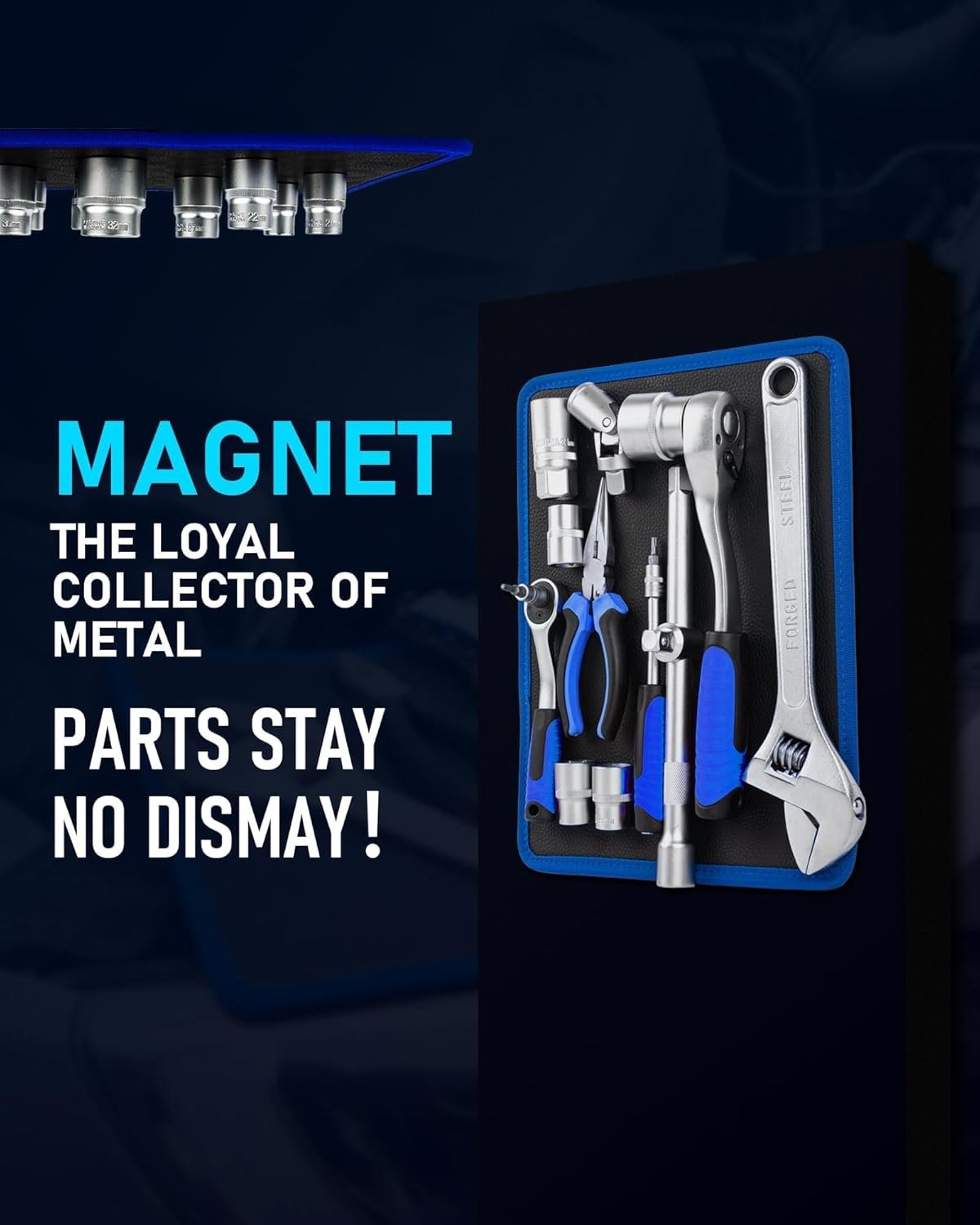 Magnetic Tool Mat Set, 4 Magnetic Pads, 40LB Tool Pad with Telescoping Magnetic Pickup Tools & Inspection Mirror, Tools Organizer for Garage, Workshop & Auto Repair