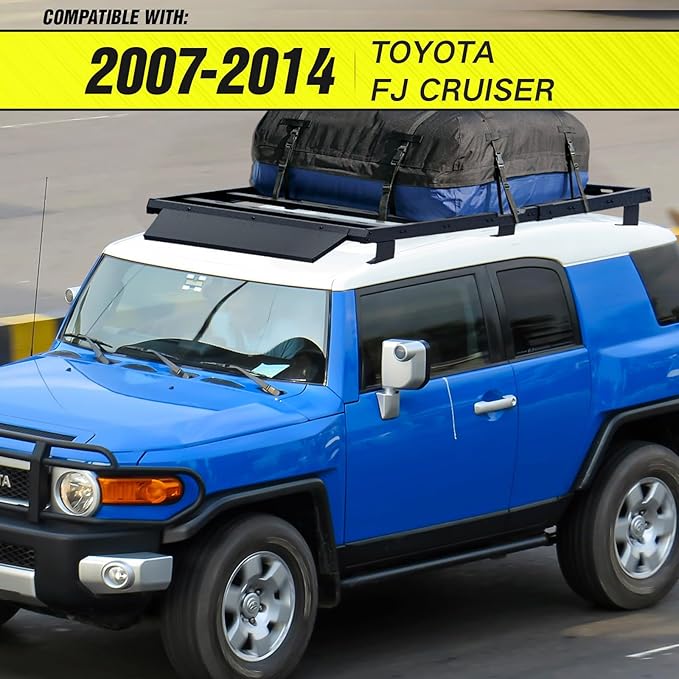 for Cruiser Roof Rack Cargo Basket Compatible with 2007 2008 2009 2010 2011 2012 2013 2014 Toyota FJ Cruiser, Overland Rooftop Pickup Truck Cargo Carrier Top Luggage Storage Holder Cross Bars