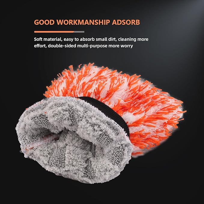 SPTA Car Wash Kit, Clean & Car Wash Kit (9 Items, Including 2-16oz. Car Wash Shampoo, 1Pc Microfiber Mitts,1Pc Red Car Wash Sponge, 2Pcs 16"x16" Microfiber Detail Towels and 3Pcs Car Detail Brush